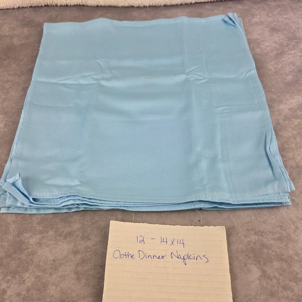 BurrHomes 12 Pack Light Blue 100% Cotton Cloth Dinner Napkins 14x14 Square Linen